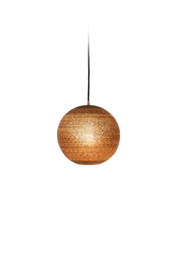 Lámpara Colgante Esfera Fabricada En Cartón Corrugado Diámetro 25cm Boutique De Luz 5082