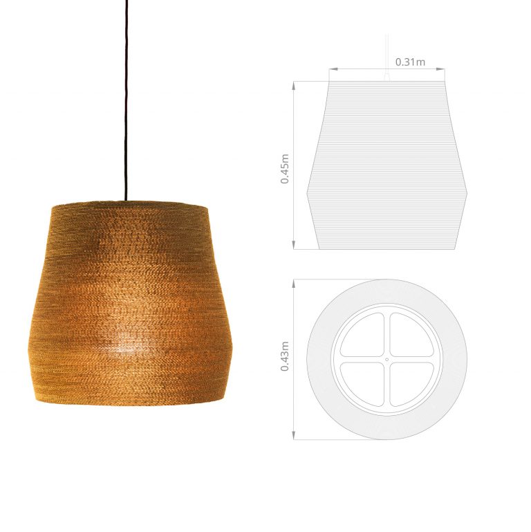 Lámpara Colgante Cono Espejado Fabricada En Cartón Corrugado Diámetro 43cm Boutique De Luz 6740