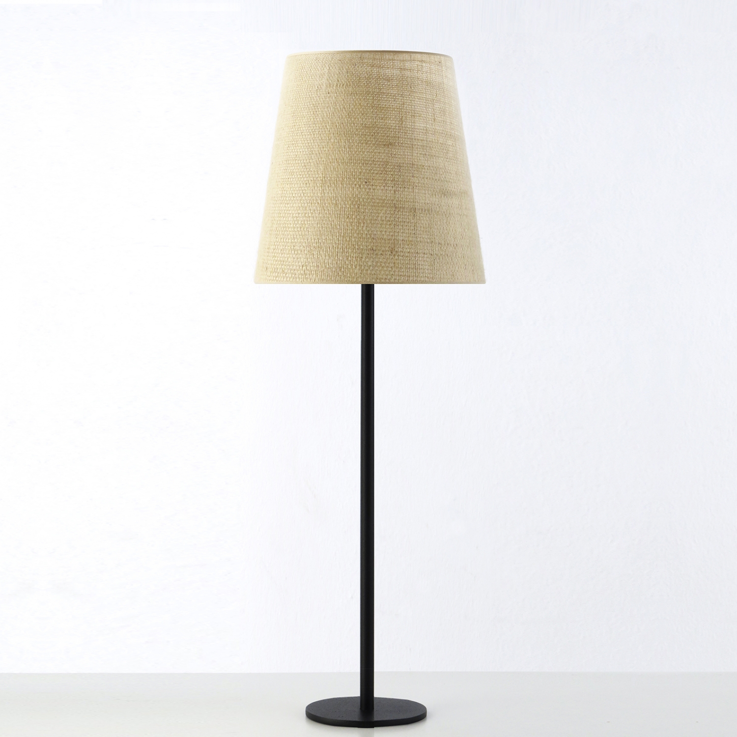 Lámpara de pie 160cm trípode de madera regulable en altura pantalla de  arpillera 100W E27